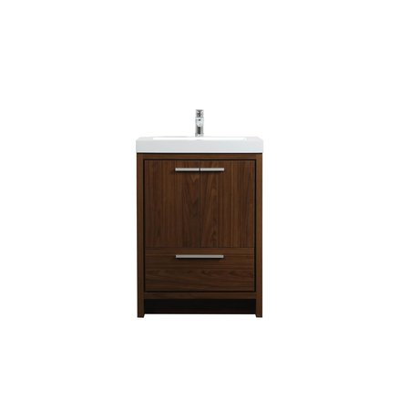 ELEGANT DECOR 24 Inch Single Bathroom Vanity In Walnut VF46024MWT